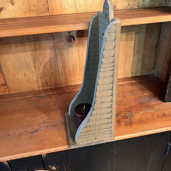 Handmade Primitive Rustic Famhouse Shelf Candle Holder - Picture 5 of 8